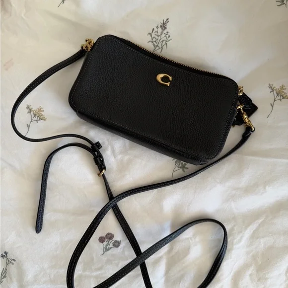 Coach Black Pebbled Leather Crossbody with Gold C Hardware - Picture 1 of 6